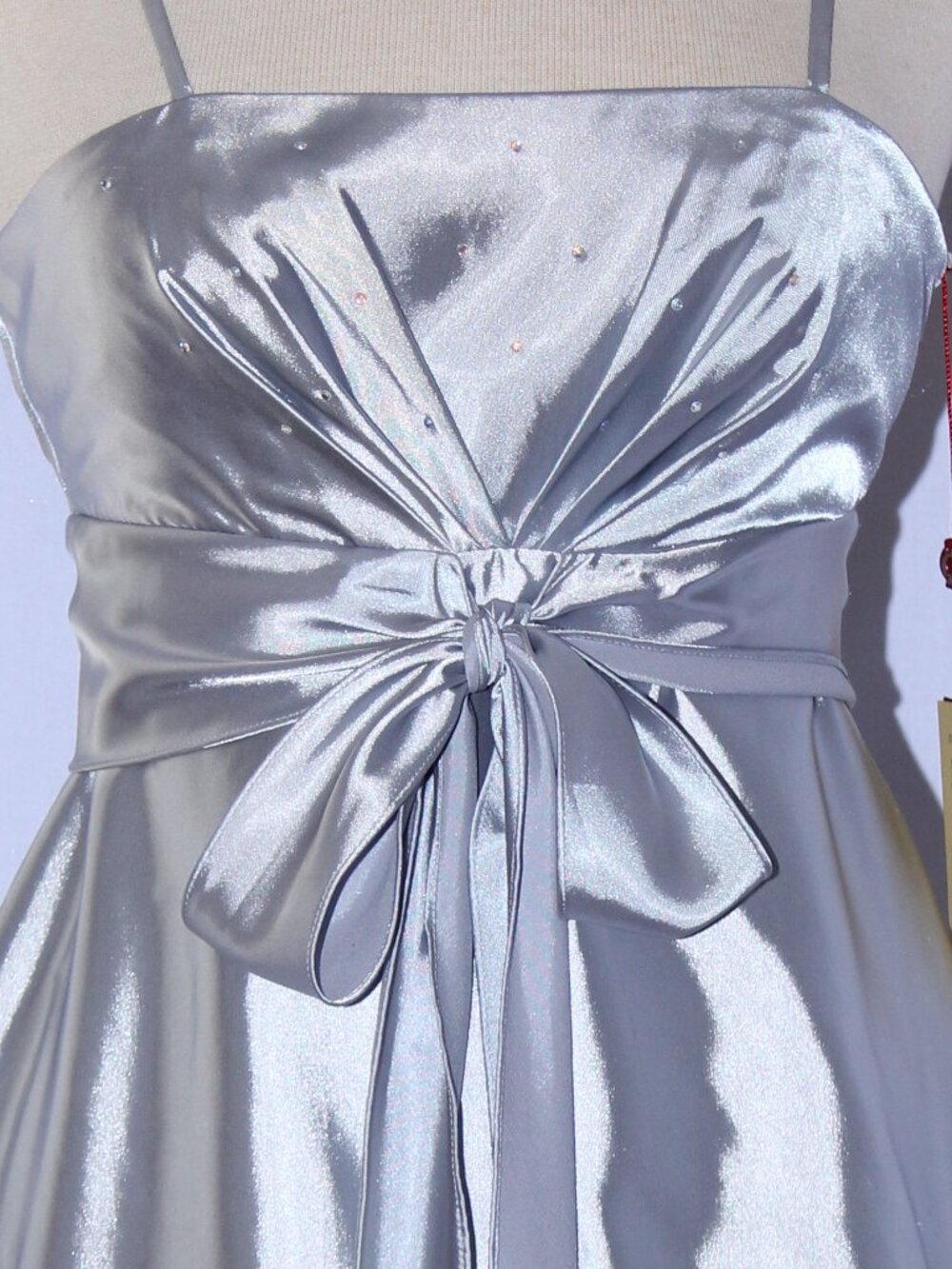MayQueen #536 Short Satin Party Bubble Dress -Size 4-SILVER - NEW - Picture 4 of 4
